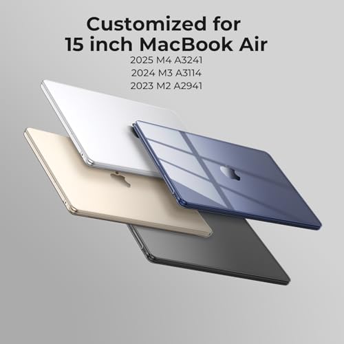 EooCoo Case for MacBook Air 15 inch M5 M4 M3 M2 2026-2023, Crystal Clear | Lightweight, Sturdy, Easy Snap-On, Against Scratches & Everyday Bumps, Model: A3448 A3241 A3114 A2941 - color: Crystal Clear