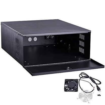 Heavy Duty 16 Gauge DVR Security Lockbox with Fan (Black 24'' x 21'' x 7'')