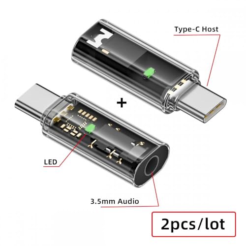 CY 2pcs/lot Audio Adapter Type C USB-C to 3.5mm Audio AUX & MIC Sound Card 16bit 48kHz Adapter Compatible with Laptop Tablet Phone - style: USB-C to DAC 3.5mm 48kHz 2pcs