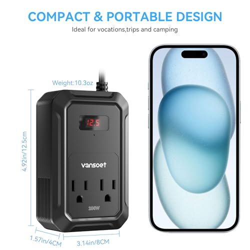 200W Car Power Inverter DC 12V to 110V AC Inverter with PD 65W/30W USB C & 2 QC 18W USB Ports & 2 AC Outlets,Car Pluɡ Adapter Outlet for Laptop/Phone/Road Trip - color: Black