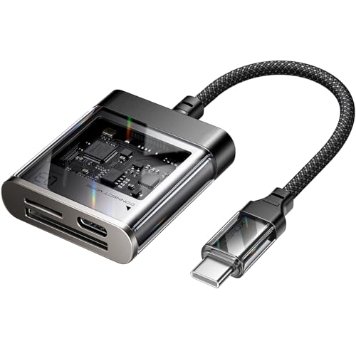 JSAUX 3-in-1 SD Card Reader USB C 5Gbps with PD 60W Fast Charging, Type C Micro SD Memory Card Reader for TF SD Micro SD SDXC SDHC, Compatible with iPhone 16 Pro Max, MacBook, Galaxy, iPad Pro, Camera