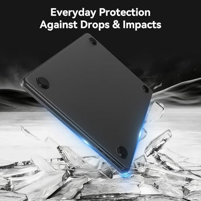 EooCoo Case for MacBook Air 15 inch M5 M4 M3 M2 2026-2023, Frost Black | Easy to Install, Sturdy, Plastic Hard Shell Case & Keyboard Cover & Screen Protector, Model: A3448 A3241 A3114 A2941 - color: Original Space Black