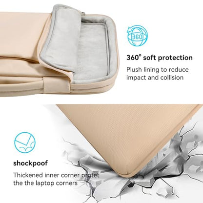 LANDICI 360°Laptop Sleeve Case 15.6 16 Inch Compatible with MacBook Pro 16 M1/M2/M3/M4 2019-2025, 15.6-16” Hp Dell Lenovo Acer Asus, Waterproof Computer Bag Cover with Handle, Apricot - color: Apricot, size: 15.6-16 inch
