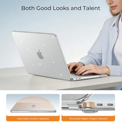 EooCoo for MacBook Neo Case 13 inch 2026, 100% Match Color, Sparkly Clear | Lightweight, Protective Hard Shell Case & Keyboard Cover & Screen Film, Model A3404 with A18 Pro Chip - color: Sparkly Clear