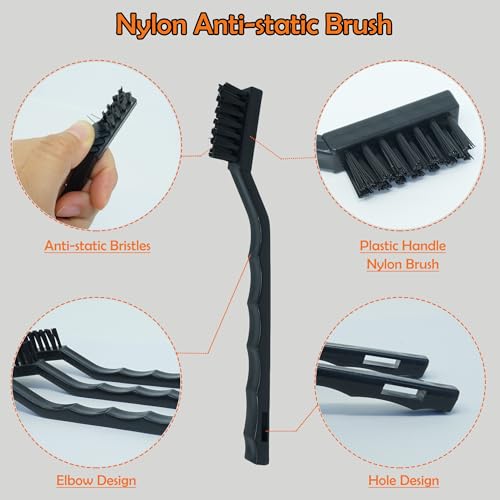 12PCS Anti Static ESD Cleaning Brush Kit – Precision Nylon Wire Brushes for PCB, Keyboard, Electronics – Safe, Scratch-Free Cleaning for Circuit Boards, Motherboards & Sensitive Components (Black)