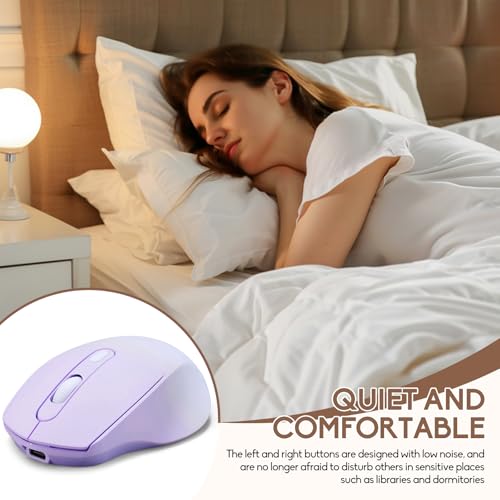Wireless Gradient Color Bluetooth Mouse,Dual Mode Rechargeable Silent Slim Laptop Mouse,Portable(BT5.2+USB Receiver) Computer Mice,for Laptop,Desktop Computer,ipad Tablet,Phone,Mac (Gradient Purple) - color: Gradient purple