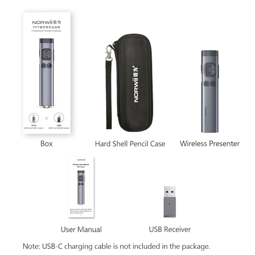 N97s Presentation Clicker for Powerpoint Presentations with Digital Pointer | Red Laser, Metal Housing, Magnifier/Highlight/Mouse Left Click, TV Screen & Projector Clicker, Built-in Storage Receiver - color: Red - BLE&USB-A