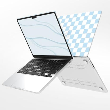 G JGOO Compatible with MacBook Air 15 inch Case 2026 2025 2024 2023 M5 A3448 M4 A3241 M3 A3114 M2 A2941, Protective Hard Laptop Shell Case + Keyboard Cover + Screen Protector, Blue Checkered - color: Blue Checkered