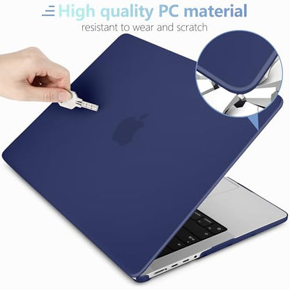 MEEgoodo for M5 MacBook Pro 16 inch Case 2026 2024 2023 2021 (Fit Model A3429/A3428/A3403/A3186/A2991/A2780/A2485) M5 M4 M3 M2 M1 Pro/Max, Laptop Case with Keyboard & Webcam Cover, Matte Navy Blue - color: Matte Navy Blue
