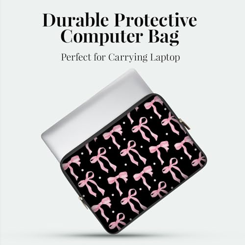 Laptop 13 inch Sleeve Case for MacBook Air 13-13.6 inch, Laptop Bag Cover for MacBook Pro 13" 14 inch, Shockproof Briefcase Travel Carrying Sleeve for 14" Chromebook HP Dell I Black Pink Bow - color: Cute Black Pink Bow