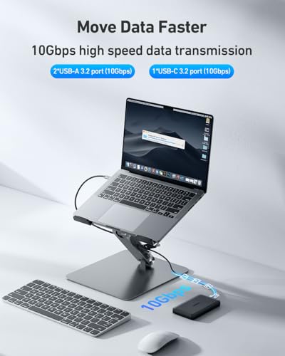 BENFEI Laptop Stand with USB C 7in1 Docking Station,HDMI 4K@60Hz,1*SD 1*Micro SD,100W Power Delivery,10Gbps 1*USB C 3.2 and 2*USB A 3.2 Compatible with MacBook Pro/Air, iPad Pro, XPS, Thinkpad - size: 7-in-1 stand