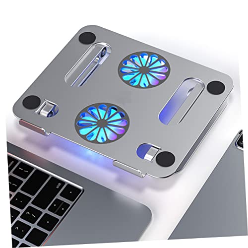 MERRYHAPY Aluminum Laptop Cooling Pad 2 Fans Strong Wind Quiet Laptop Cooler Ventilated Stand for 17.3 Inch Notebook