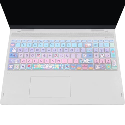 Keyboard Cover for HP Envy x360 15m-bp/bq /2020 2019 HP Pavilion 15/ HP Pavilion x360 15.6” Series/HP Envy 17 17.3" Series/HP Laptop 15t 17t 17-ca0011nr 17-by0040nr, Cute Bunny - color: Cute Bunny