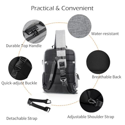 Crossbody Messenger Bag for Men: 13L Multi-pocket Satchel Sling Bags - color: Grey