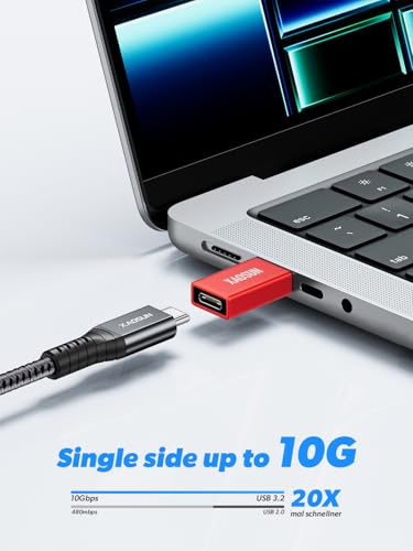 XAOSUN 10Gbps USB to USB C Adapter 3 Pack, 3.1 USBC Female to USB Male Adapter, One-Sided SuperSpeed Data Sync, 100W Fast Charging for iPhone 16 15 14 13, Laptop, Charger, Quest Link, etc, Red - color: Red-3Pack