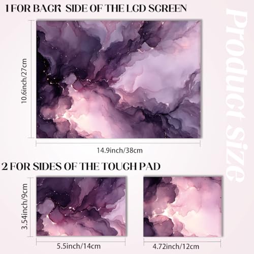 SUPERDANT 3Pcs Purple Ink-Wash Laptop Skin 14.9x10.6in Trim-to-Fit Notebook Sticker Cover Decal Set Bubble-Free PVC Wrap Scratch-Proof Water-Proof Ink Wash Diffusion - style: Ink wash diffusion
