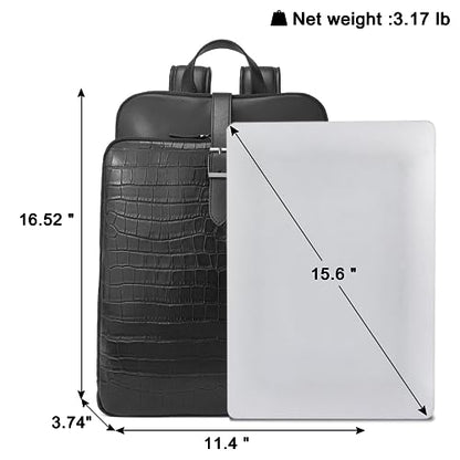 CLUCI Leather Backpack for Women, 15.6 inch Laptop Bag, Large Genuine Work Backpack Travel Back - color: 0-7 Crocodile Pattern 3