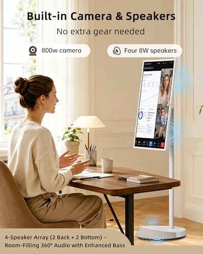 KTC MEGAPAD 32 Inch 4K Smart Portable TV on Wheels,16G+256G Storage, Android OS EDLA Certified, Four 8W Speakers, Built-in Battery&Camera, Voice Remote, UHD Touch Screen with Rolling Stand, A32Q7 Max - size: 32 Inch 16+256GB
