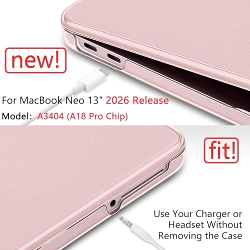 Matte Frosted Compatible with MacBook Neo 13 Inch 2026 (Model A3404 | A18 Pro Chip) | Anti-Crack & Scratch & Fingerprint | 100% Match Official Color Blush - color: Matte Blush Clear
