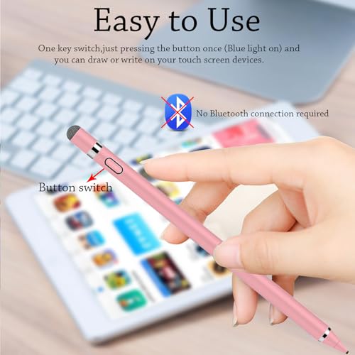 CMARS Active Stylus Pen for Touchscreen, Rechargeable Universal Pencil for iPad, Digital Fine Point Tablet Pens Compatible with Android/iPhone/iPad mini/Pro/Air/Samsung and More Tablet/Phone - Pink - color: Pink