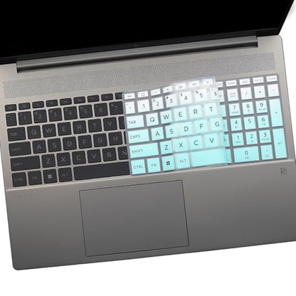 2 PCS Keyboard Cover for HP 15.6" Laptop 15-fc 15-fd 15z-fc000 15-fd0083wm 15t-fd000,HP OmniBook 5 AI 16" 16-ag 16-af 16-ba 16-bc 16z-ag100 16z-bc100 Series Laptop 16-af1037nr 16-bc1047nr-MGreen+Clear - color: MGreen+Clear