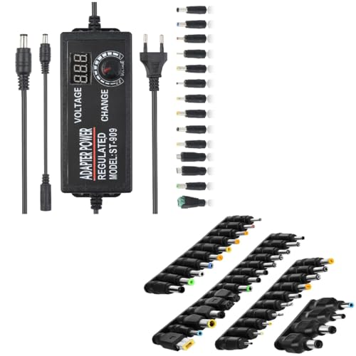 aceyoon Power Supply Adjustable DC 3V ~ 24V and 38 PCS Universal Laptop DC Power Adapter