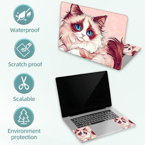 Universal Laptop Skin Decal, 3-Piece Vinyl Protector for 12 13 14 15.6" Notebook, Waterproof Anti-Scratch, Easy Trim & Bubble-Free Finish, Cute Ragdoll Cat - color: Cute Ragdoll Cat