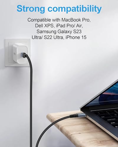 USB C to USB C Cable (240W, 6.6ft) Gold-Plated Fast Charging Cable for iPhone15/15Pro/15Plus/15ProMax, iPad Pro 2020, iPad Air 4, Samsung Galaxy S23+/S23 - High-Speed Data Transmission