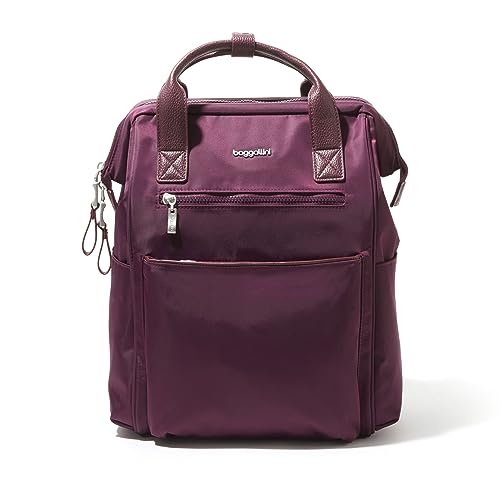 Baggallini Soho Backpack - Travel Laptop Backpack for Women - Lightweight Water-Resistant Luggage Bag, Mulberry - color: Mulberry
