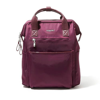 Baggallini Soho Backpack - Travel Laptop Backpack for Women - Lightweight Water-Resistant Luggage Bag, Mulberry - color: Mulberry
