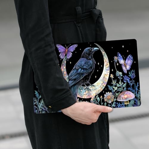 Laptop Skin Sticker Decal 12" 13" 13.3" 14" 15" 15.6",Waterproof Scratch Resistant Vinyl,Reusable Easy to Apply,for MacBook HP Dell Notebooks Netbooks Laptop,2 Wrist Pads,Crow Moon Flower - color: Crow Moon Flower