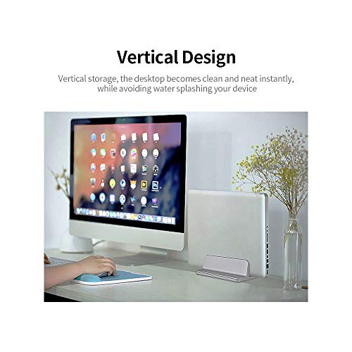 Adjustable Dual Slot Aluminum Vertical Laptop Desk Organizer Holder, Upright Notebook and Tablet Storage Stand Fit Laptop, Desktop Accessory in Silver Black (Black) - color: Black