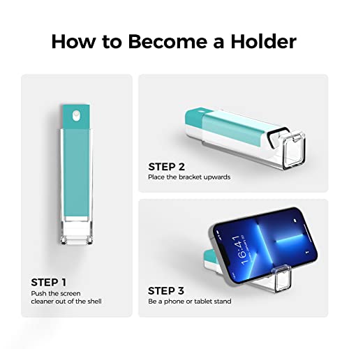 CLICK CLEAN 4PCS Screen Cleaner Spray with Phone Stand Case & Microfiber | 2-in-1 Cleaner & Phone Stand, Streak-Free Cleaning, Gentle Formula, Keep One Handy, For Phone Laptop Tablet Screens