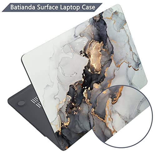 Batianda Case for 12.4" Microsoft Surface Laptop Go 3 2023 Release/Surface Laptop Go 2 (2022), Designed Clear Protective Plastic Hardshell & Keyboard Cover & Screen Protector, Golden Fluid - color: Golden fluid