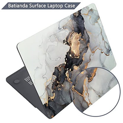 Batianda Case for 12.4" Microsoft Surface Laptop Go 3 2023 Release/Surface Laptop Go 2 (2022), Designed Clear Protective Plastic Hardshell & Keyboard Cover & Screen Protector, Golden Fluid - color: Golden fluid