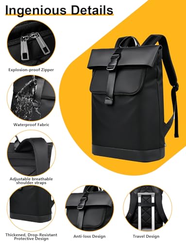Lightweight Laptop Backpack 17Inch for Women & Men Professional Business Computer Bag with Back Cushioning Carry on Waterproof Travel Computer Backpack Resistant Travel Work Citywalk Black - color: Black