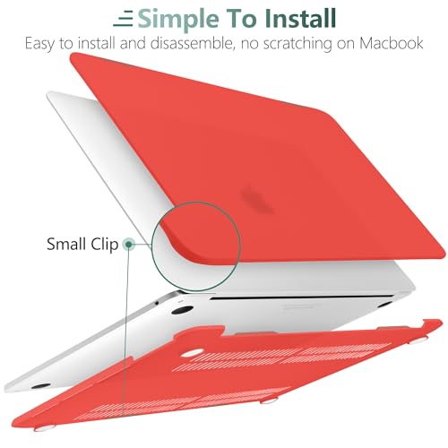 for MacBook Pro 13 inch Case 2023 2022 2021 2020 Release Model: A2338 M2/M1 A2289 A2251 with Touch Bar & Touch ID, Frosted Matte Plastic Hard Shell Case & Keyboard Cover, Red - color: Red