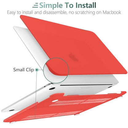 for MacBook Pro 13 inch Case 2023 2022 2021 2020 Release Model: A2338 M2/M1 A2289 A2251 with Touch Bar & Touch ID, Frosted Matte Plastic Hard Shell Case & Keyboard Cover, Red - color: Red