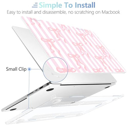 MEEgoodo Compatible with MacBook Pro 14 inch Case (M5/M4/M3/M2/M1) Pro/Max 2026 2025 2024 2023 2021, Case Fit Model A3427/A3426/A3434/A3112/A3401/A3185/A2918/A2992/A2779/A2442, Pink Bows&Stripes - color: Pink Bows&Stripes