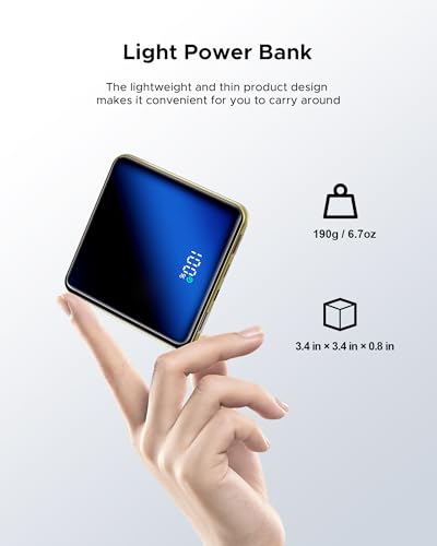 10000mAh Portable Charger, Built-in Cable Power Bank, 22.5W Fast Charging Power Supply, smart LED Display, Compact External Battery, Suitable for iPhone, Samsung, Tablet Computers