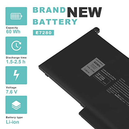 F3YGT 60Wh Laptop Battery for Dell Latitude 12 7000 7280 7290/13 7000 7380 7390 P29S002/14 7000 7480 7490 P28S P28S001 P73G P73G002 Series DM3WC 0DM3WC DM6WC 2X39G KG7VF V4940 451-BBYE 453-BBCF - size: 9.83*4.12*0.25inch