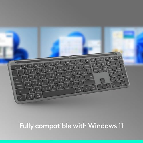 Logitech Signature Slim K950 Wireless Keyboard, Sleek Design, Switch Typing Between Devices, Quiet Typing, Bluetooth, Multi-OS, Windows, Mac, Chrome - Graphite - color: Graphite, style: Battery Powered