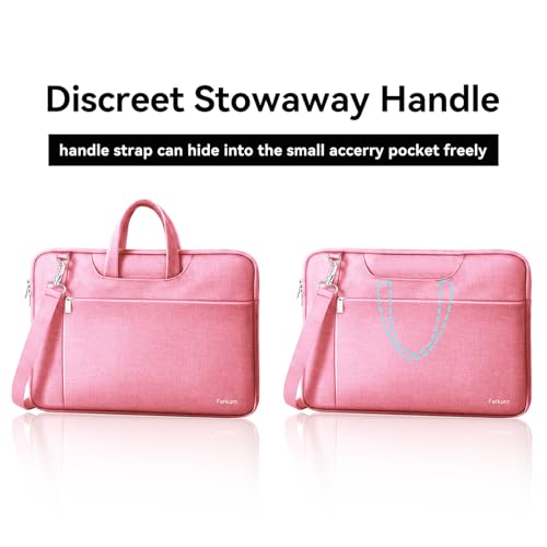 Ferkurn Laptop Case Bag Women Men Computer Sleeve with Shoulder Compatible with HP/Inspiron/Thinkpad/Vivobook/MSI/Surface, 15.6 inch, Pink - color: Blush Pink, size: 15.6 inch