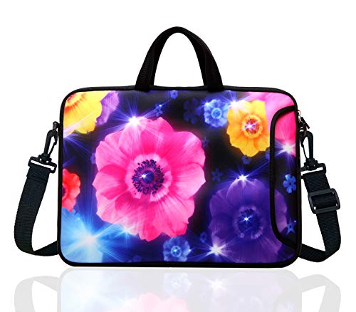15.6-Inch Laptop Shoulder Bag Case Sleeve For 14 15" 15.6 Inch HP/Dell/Lenovo Colourful Flower - color: Colourful Flower