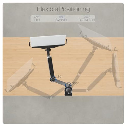 VIVO Universal Adjustable 10 to 15.6 inch Laptop Mount for Desk, Single Tension Arm VESA Notebook Stand with C-clamp and Grommet Options, Black, STAND-V101L