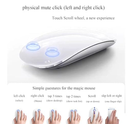 Wireless Multi-Touch Surface Magic Mouse Alternative USB C Rechargeable Touch Mouse Compatible with MacOS/Windows/Linux/Android Laptop Desktop PC Smartphone Tablet (Black) - color: Black
