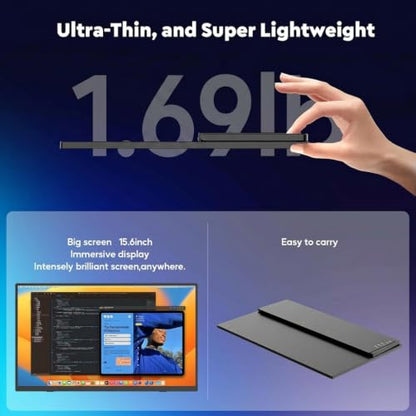 ZSCMALLS Battery Wireless Portable Monitor, 8000mAh 15.6" 1080P IPS USB-C/HDMI Second Screen, Built-in Speakers, Support AirPlay/Miracast for Laptop/Phone/Tablet/Switch/Xbox, Carry Bag Included - size: 15.6"
