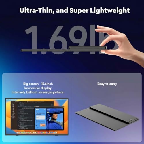 ZSCMALLS Battery Wireless Portable Monitor, 8000mAh 15.6" 1080P IPS USB-C/HDMI Second Screen, Built-in Speakers, Support AirPlay/Miracast for Laptop/Phone/Tablet/Switch/Xbox, Carry Bag Included - size: 15.6"