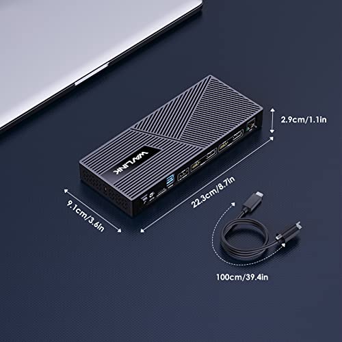 WAVLINK USB C Triple Monitor Docking Station 13-in-1 Displaylink Dock with 100W Charging for Mac, Windows, Chrome, 3 HDMI+2DP, Gigabit Ethernet, USB-C, 4 USB-A 10Gbps, Audio, Driver Required