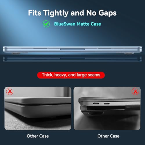 BlueSwan for MacBook Air 13 inch Case, M5 M4 M3 M2 2026-2022 Laptop Cover | 100% Match Official Color, Matte Grippy Texture, Scratch Resistant, Easy to Snap on, Air 13.6 Protective Hard Shell - color: Sky Blue Clear